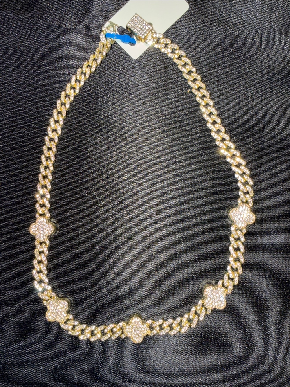 Gold Pave Clover Link Necklace by